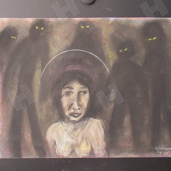 (Edited) 'Shadows' Pastel Painting, Paper, Conceptual, Spiritual, - Picture 3 of 8